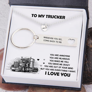 Heart Necklace & Keychain Gift Set - To My Trucker - You Are Everything I Want - Augnc26001 - Gifts Holder