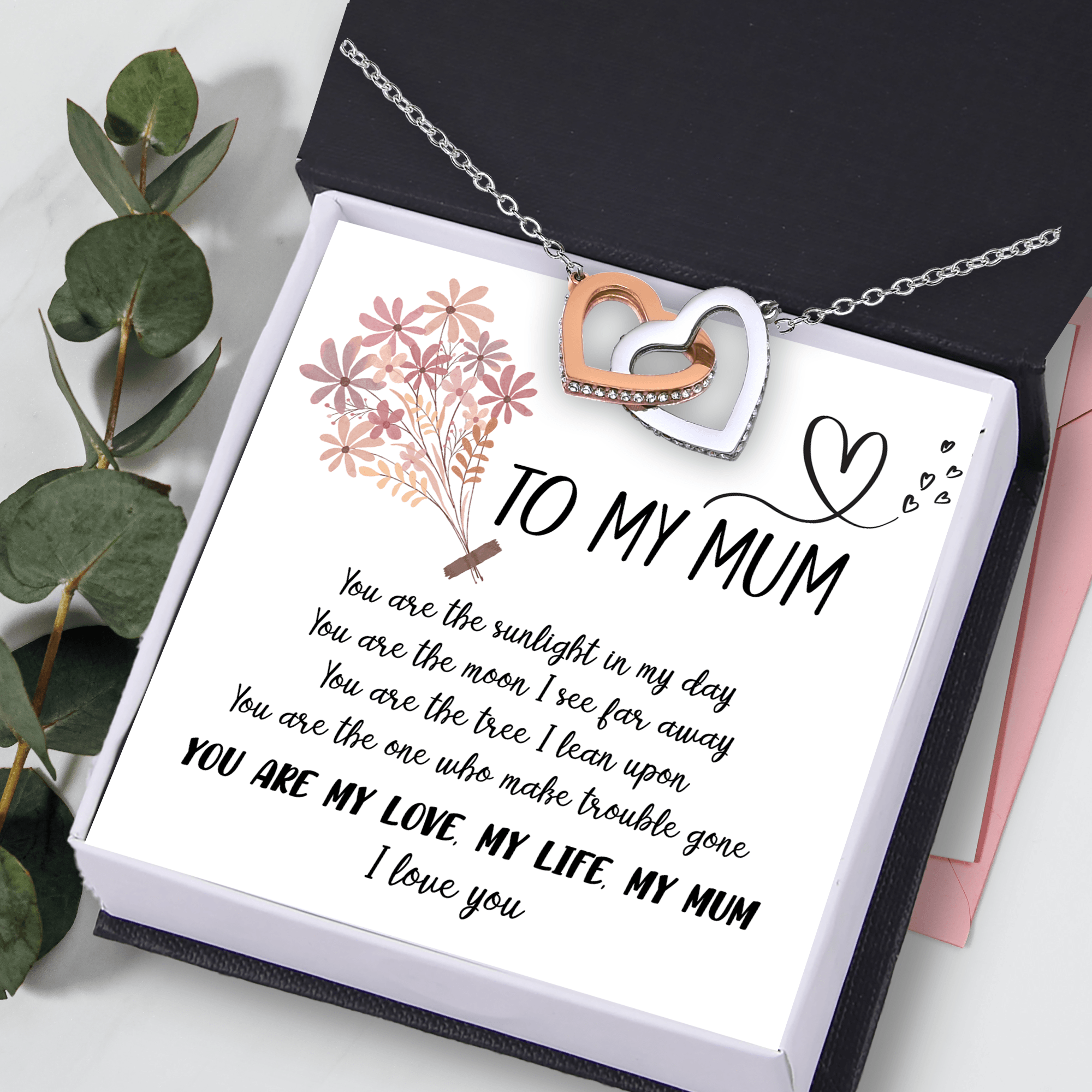 Interlocked Heart Necklace - Family - To My Mum - You Are The One Who Make Trouble Gone - Augnp19009 - Gifts Holder