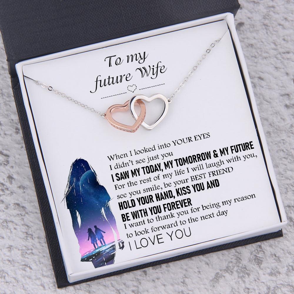 Interlocked Heart Necklace - To My Future Wife - When I Looked Into Your Eyes - Augnp25001 - Gifts Holder