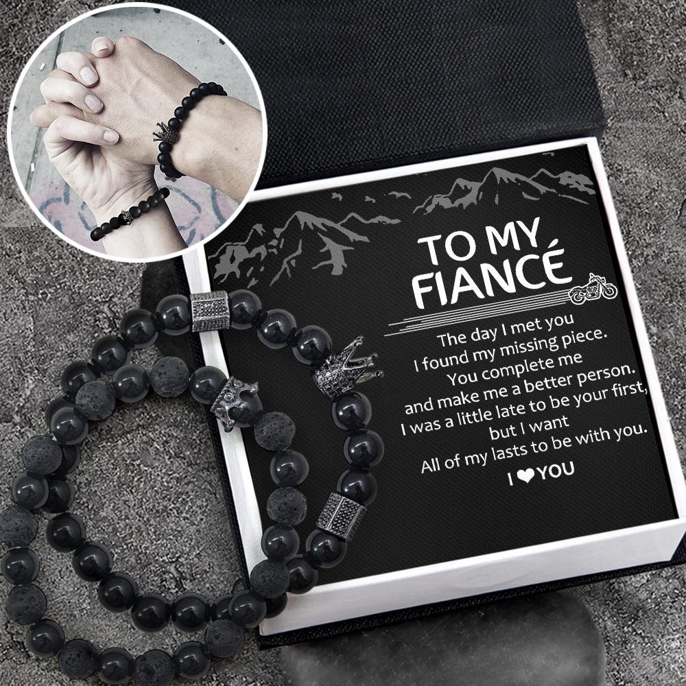 King & Queen Couple Bracelets - Biker - To My Fiancé - I Love You - Augbae24001 - Gifts Holder