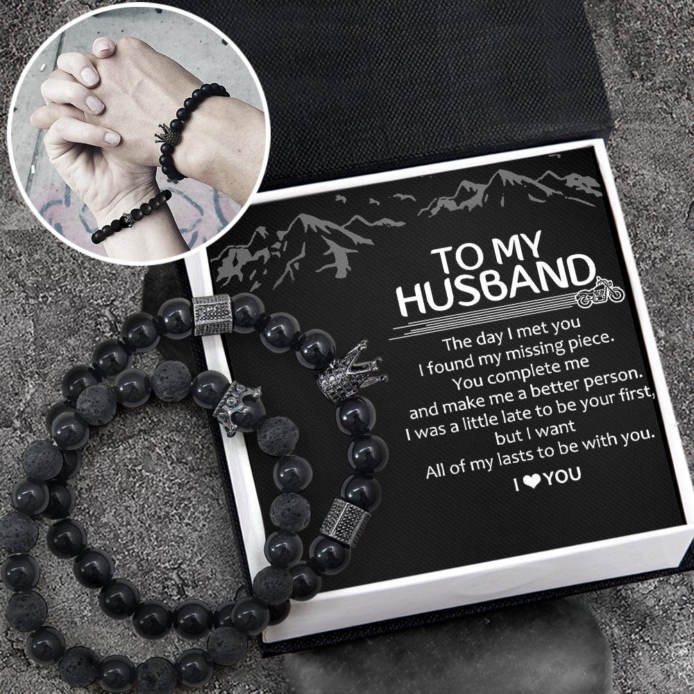 King & Queen Couple Bracelets - Biker - To My Husband - I Love You - Augbae14002 - Gifts Holder