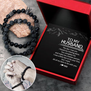 King & Queen Couple Bracelets - Biker - To My Husband - I Love You - Augbae14002 - Gifts Holder