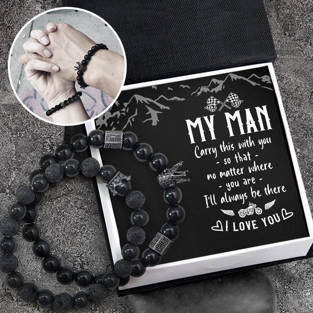 King & Queen Couple Bracelets - Biker - To My Man - I Love You - Augbae26004 - Gifts Holder