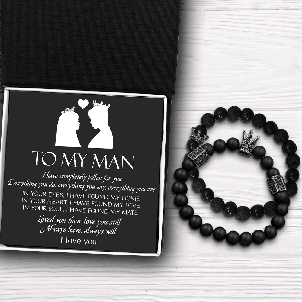 King & Queen Couple Bracelets - Family - To My Man - Loved You Then, Love You Still - Augbae26005 - Gifts Holder