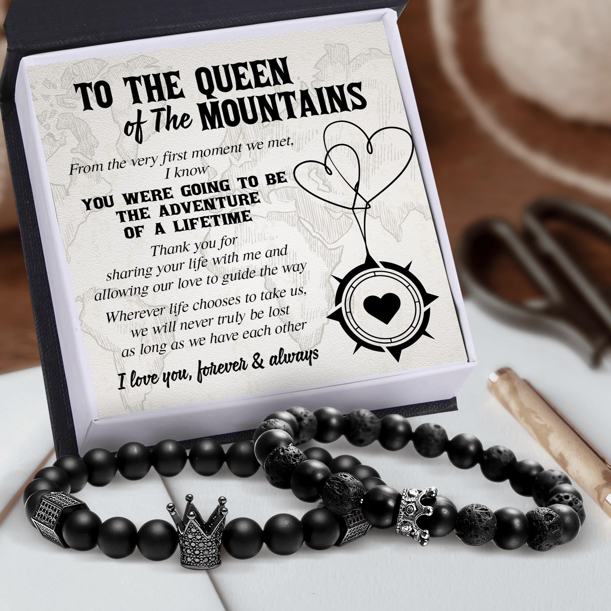 King & Queen Couple Bracelets - Hiking - To The Queen of The Mountains - Thank You For Sharing Your Life With Me - Augbae13006 - Gifts Holder