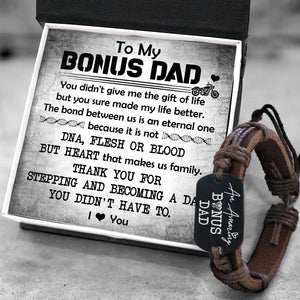 Leather Cord Bracelet - Biker - To My Bonus Dad - An Amazing Bonus Dad - Augbr18006 - Gifts Holder