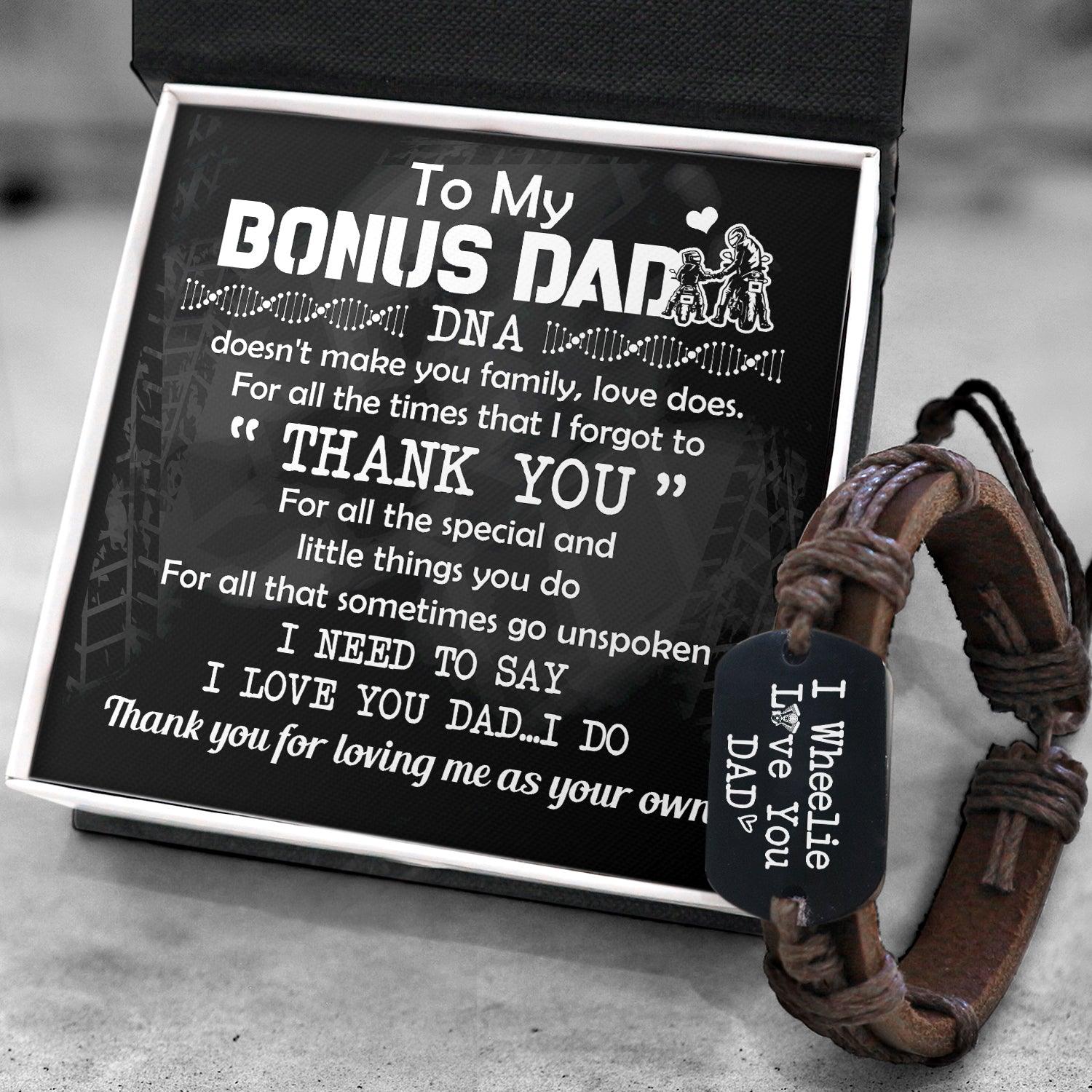 Leather Cord Bracelet - Biker - To My Bonus Dad - I Love You Dad...i Do - Augbr18001 - Gifts Holder