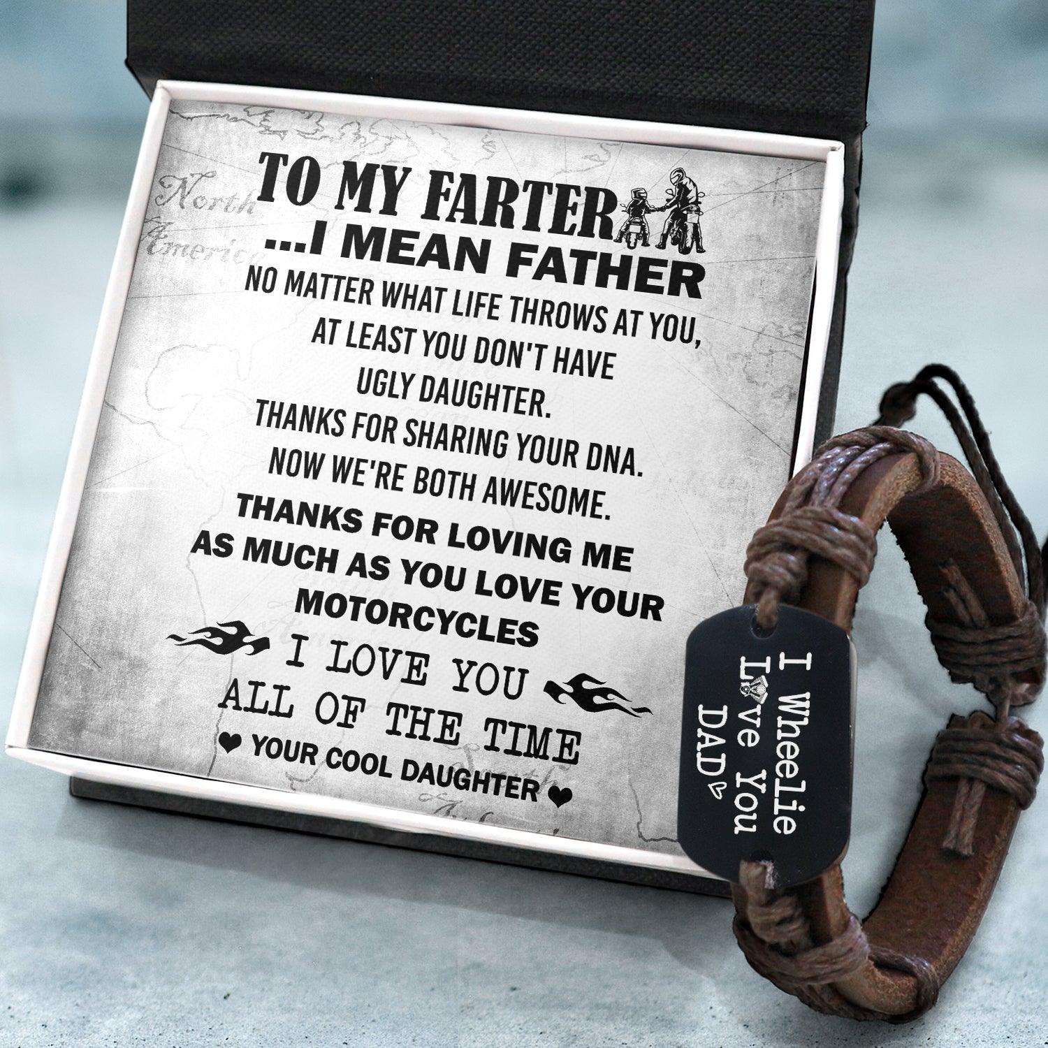 Leather Cord Bracelet - Biker - To My Father - From Daughter - Thanks For Sharing Your DNA - Augbr18005 - Gifts Holder