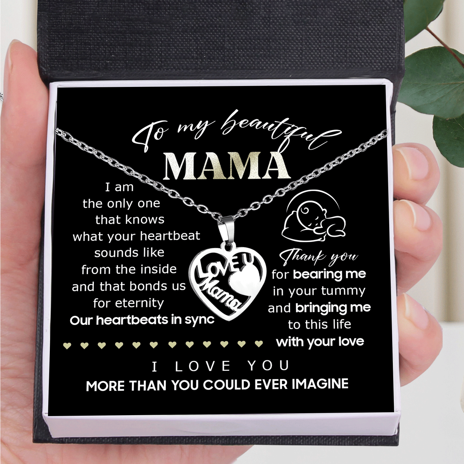 Love Mama Heart Necklace - Family - To My Beautiful Mama - I Love You More Than You Could Ever Imagine - Augnoj19002 - Gifts Holder