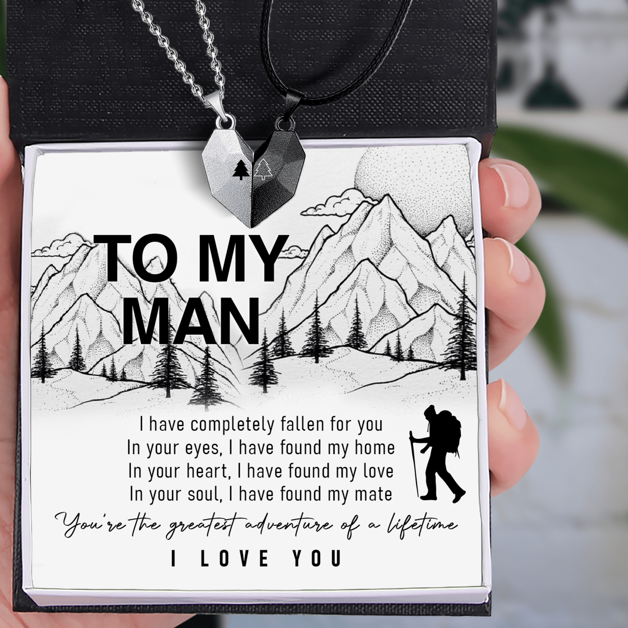 Magnetic Love Necklaces - Hiking - To My Man - You're The Greatest Adventure Of A Lifetime - Augnni26004 - Gifts Holder