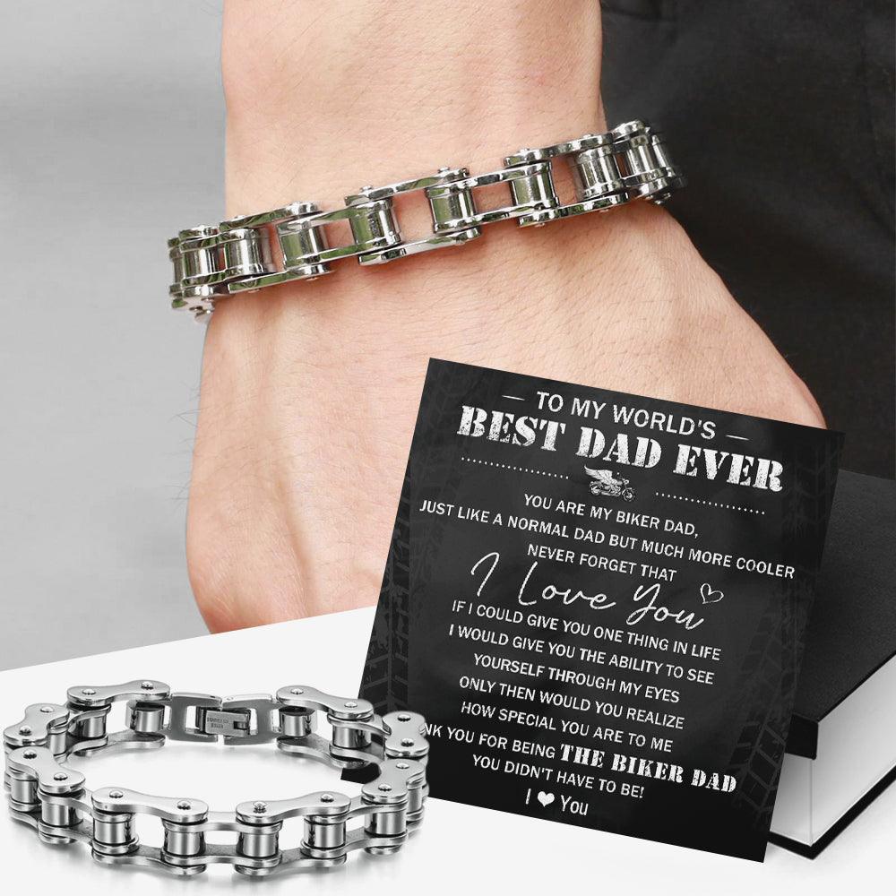 Motorcycle Chain Bracelet - Biker - To My World's Best Dad Ever - Never Forget That I Love You - Augbw18001 - Gifts Holder