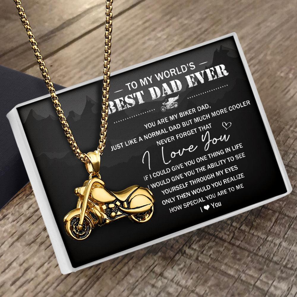 Motorcycle Pendant Necklace - Biker - To My World's Best Dad Ever - Never Forget That I Love You - Augnci18001 - Gifts Holder