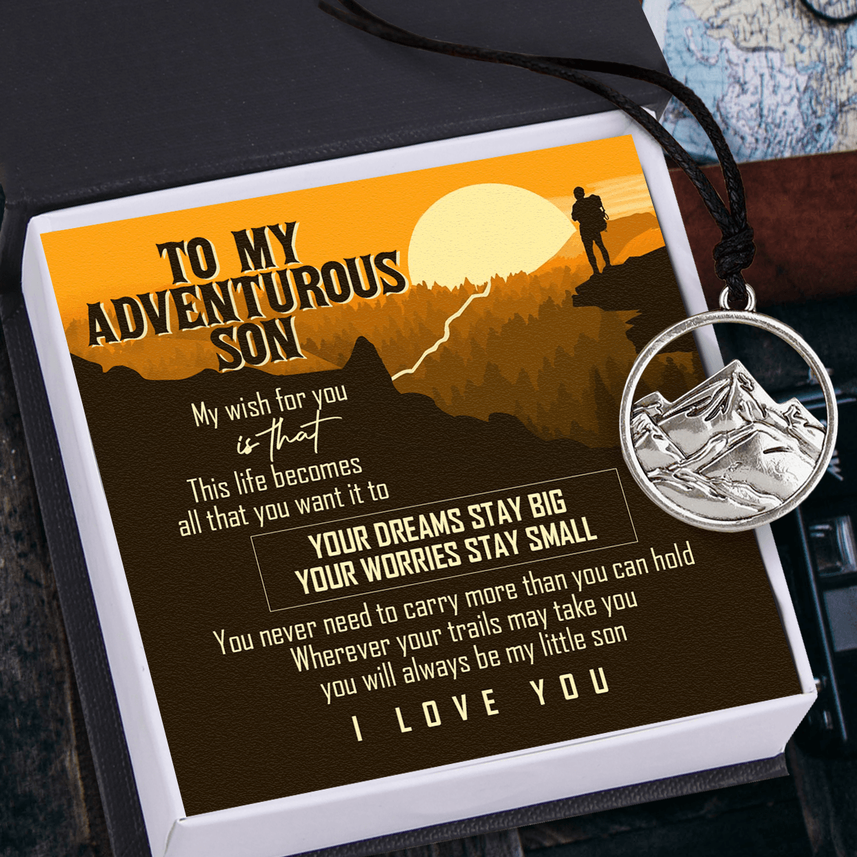 Mountain Necklace - Hiking - To My Adventurous Son - You Will Always Be My Little Son - Augnnl16001 - Gifts Holder