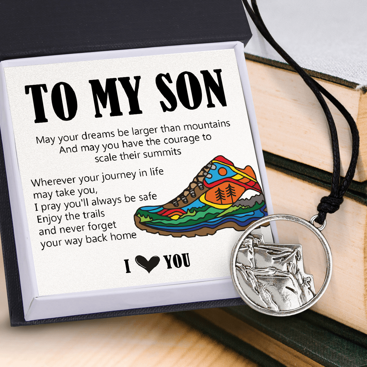 Mountain Necklace - Hiking - To My Son - Enjoy The Trails And Never Forget Your Way Back Home - Augnnl16005 - Gifts Holder