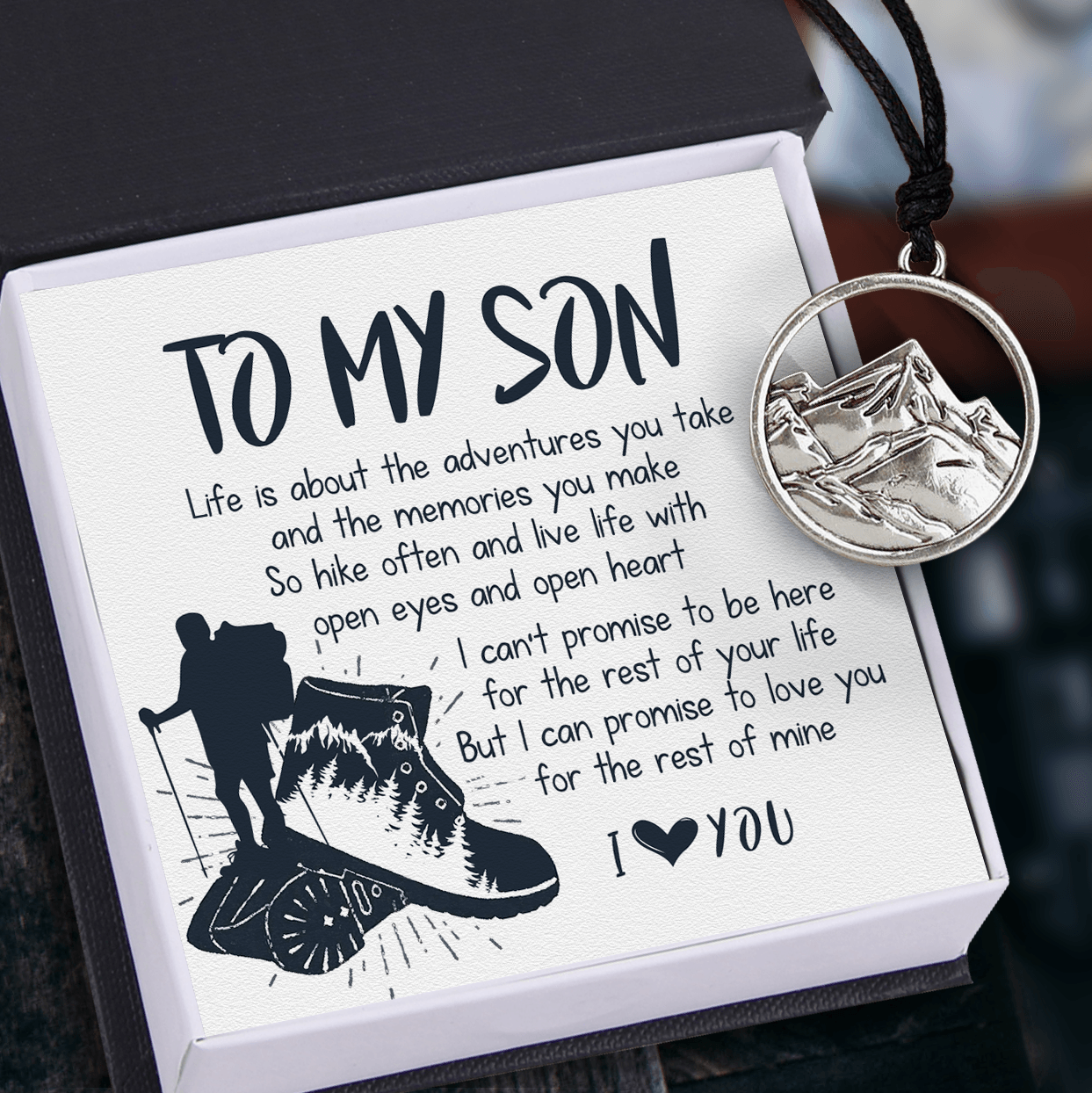 Mountain Necklace - Hiking - To My Son - I Can Promise To Love You For The Rest Of Mines - Augnnl16004 - Gifts Holder