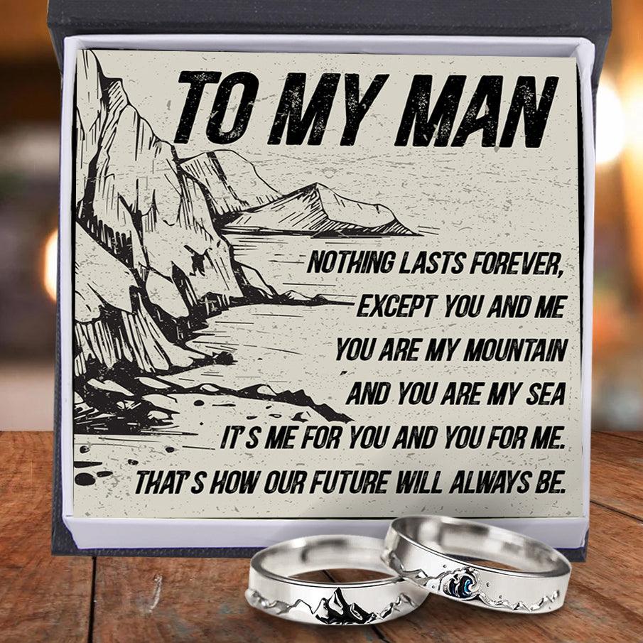 Mountain Sea Couple Promise Ring - Adjustable Size Ring - Family - To My Man - It's Me For You And You For Me - Augrlj26004 - Gifts Holder