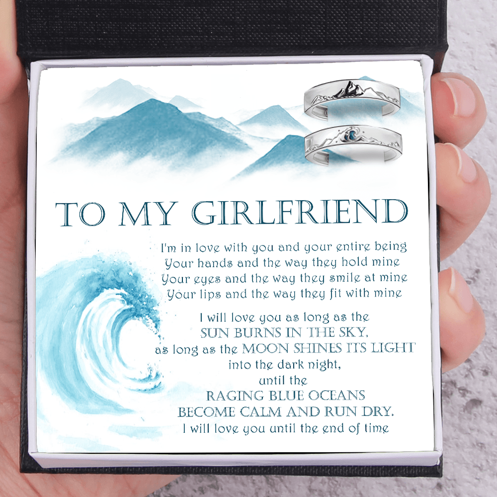Mountain Sea Couple Promise Ring - Adjustable Size Ring - Travel - To My Girlfriend - I'm In Love With You - Augrlj13006 - Gifts Holder