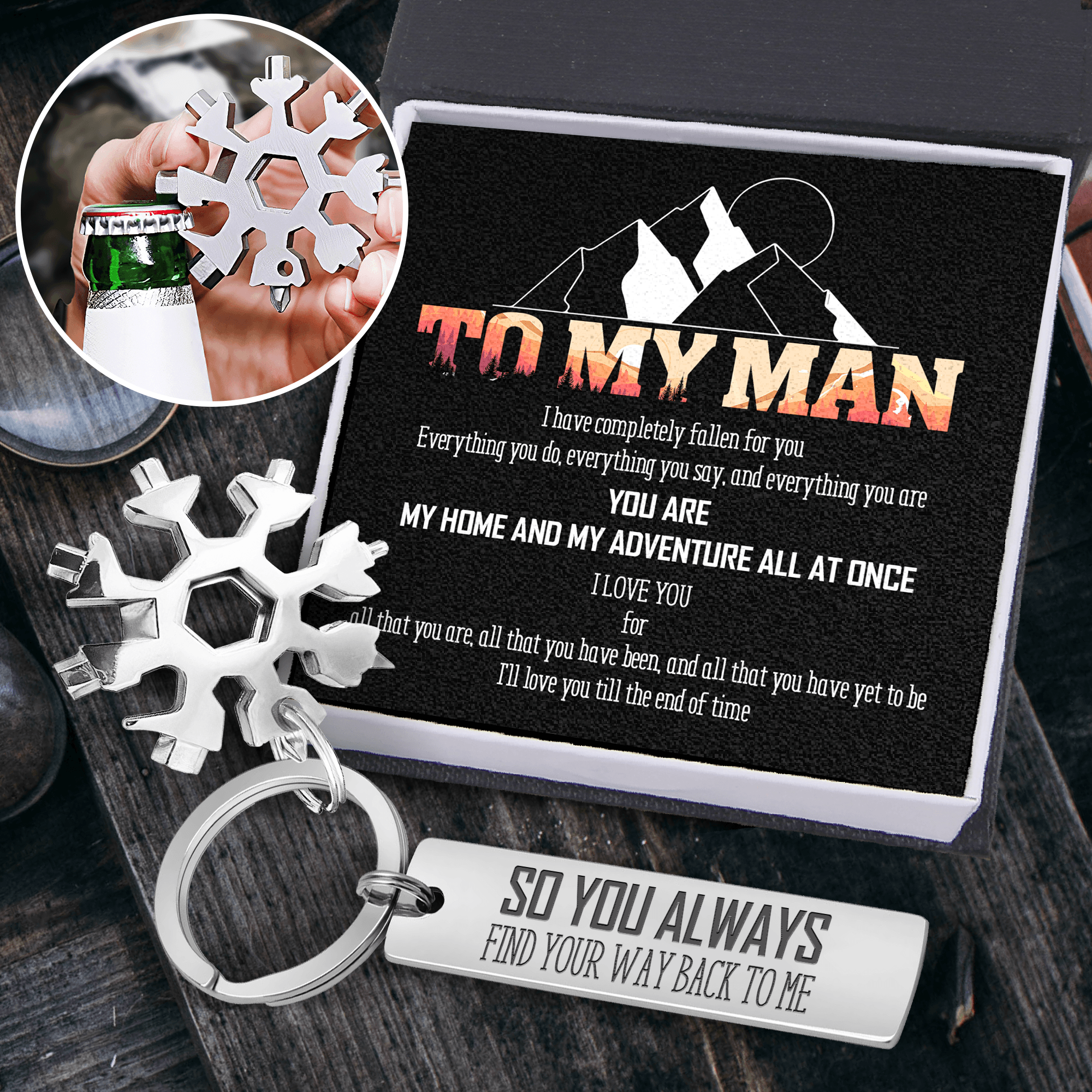 Multitool Keychain - Hiking - To My Man - So You Always Find Your Way Back To Me - Augktb26001 - Gifts Holder