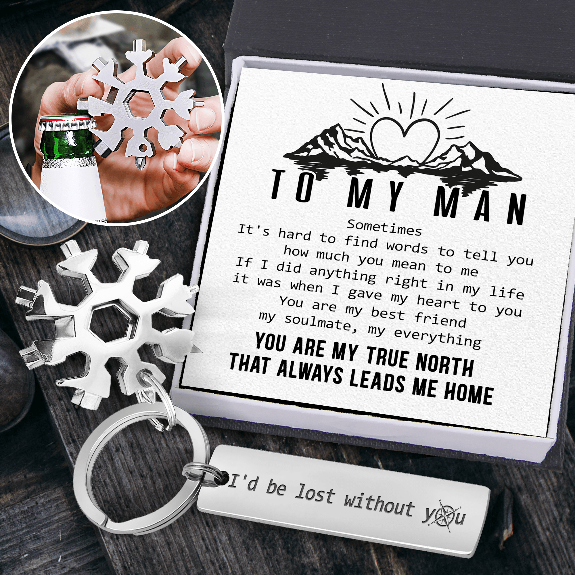 Outdoor Multitool Keychain - Hiking - To My Man - You Are My True North That Always Leads Me Home - Augktb26009 - Gifts Holder