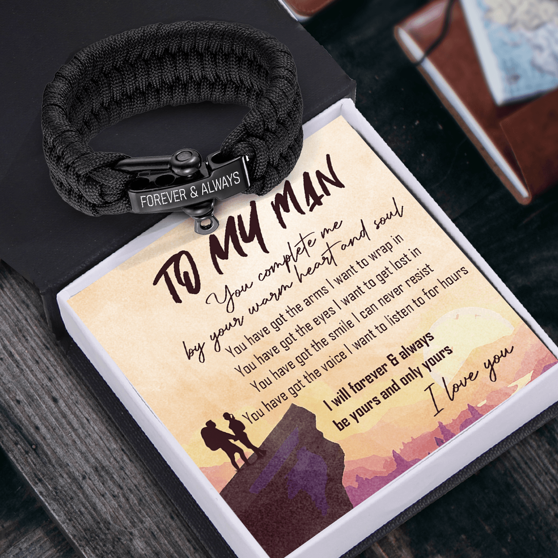 Paracord Rope Bracelet - Hiking - To My Man - You Complete Me By Your Warm Heart And Soul - Augbxa26009 - Gifts Holder