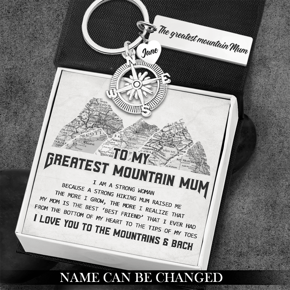Personalised Compass Keychain - Hiking - To My Greatest Mountain Mum - I Love You To The Mountains & Back - Augkwa19002 - Gifts Holder