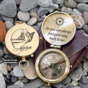 Personalised Engraved Compass - Fishing - To My Man - Back To Me - Augpb26010 - Gifts Holder