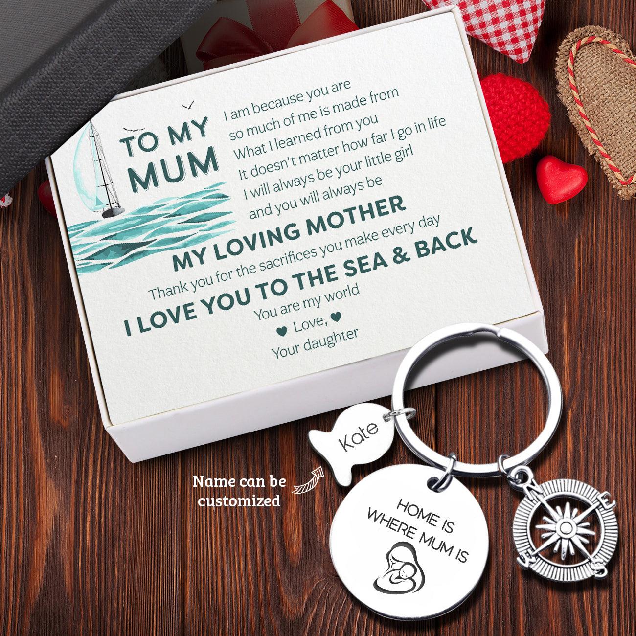 Personalised Fishing Compass Keychain - Fishing - To My Mum - I Love You To The Sea & Back - Augkwb19002 - Gifts Holder
