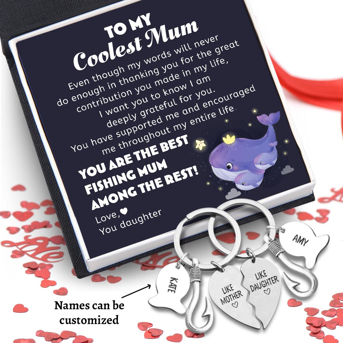 Personalised Fishing Heart Puzzle Keychains - Fishing - To My Coolest Mum - From Daughter - You Are The Best Fishing Mum Among The Rest - Augkbn19001 - Gifts Holder