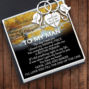 Personalised Fishing Heart Puzzle Keychains - Fishing - To My Man - I'll Love You Till The End Of The Life - Augkbn26002 - Gifts Holder