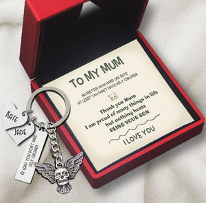 Personalised Fly Skull Keychain - Skull - From Son - To My Mum - I Love You - Augkem19003 - Gifts Holder