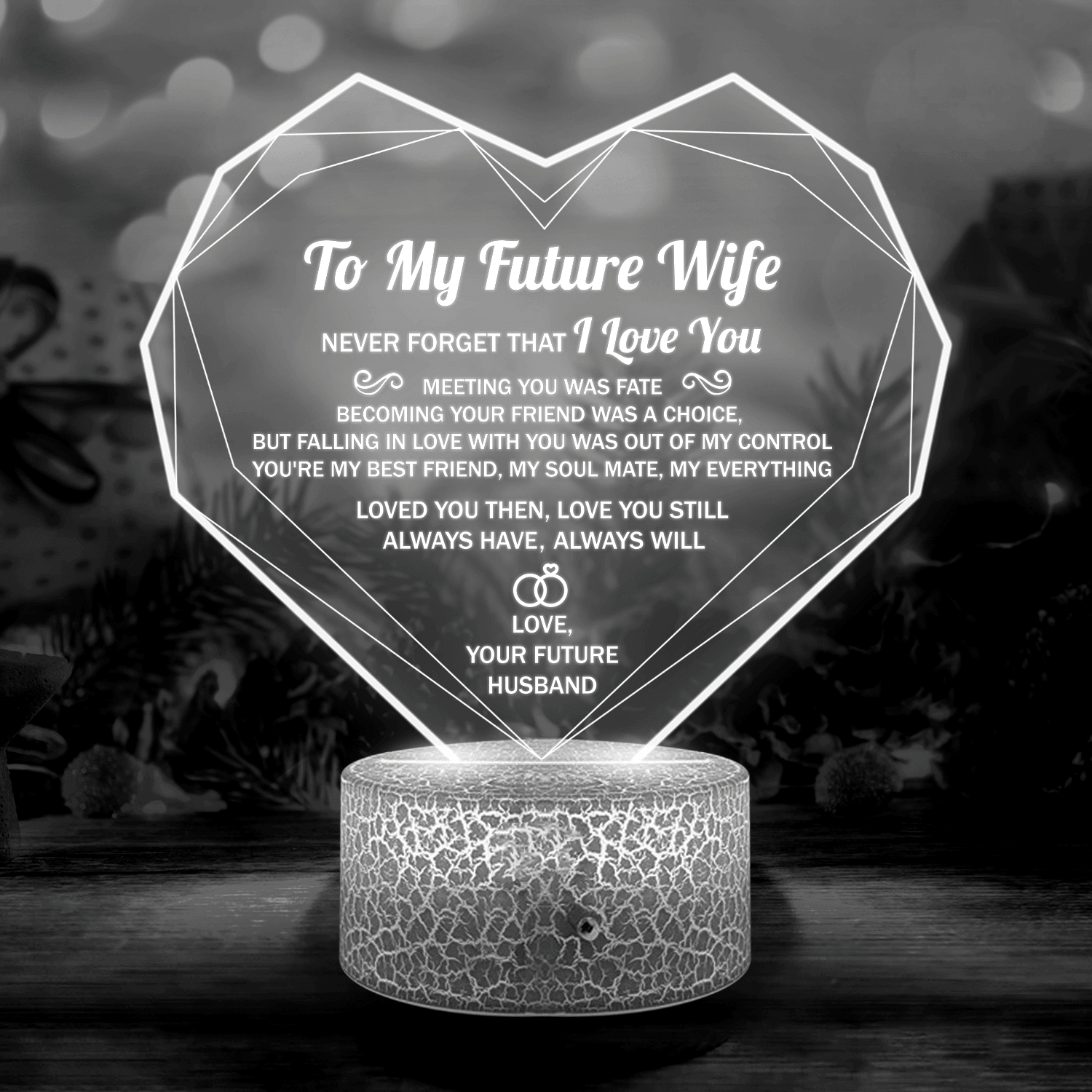 Personalised Heart Led Light - Family - To My Future Wife - You're My Best Friend, My Soulmate, My Everything - Auglca25003 - Gifts Holder