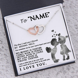 Personalised Interlocked Heart Necklace - To My Girlfriend - You Complete Me By Your Warm Heart - Augnp13002 - Gifts Holder