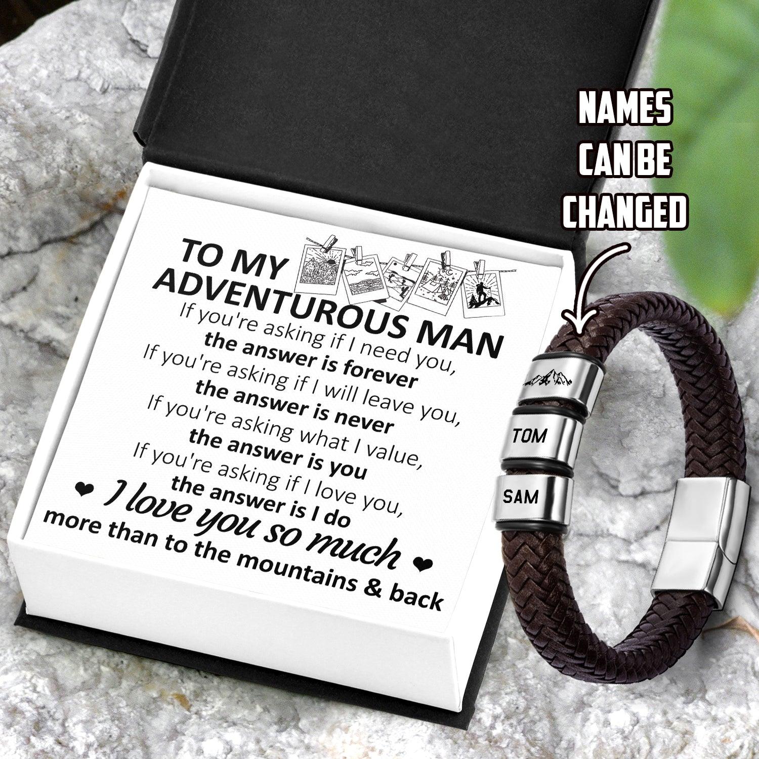 Personalized Leather Bracelet - Hiking - To My Adventurous Man - I Love You So Much More Than To The Mountains & Back - Augbzl26033 - Gifts Holder