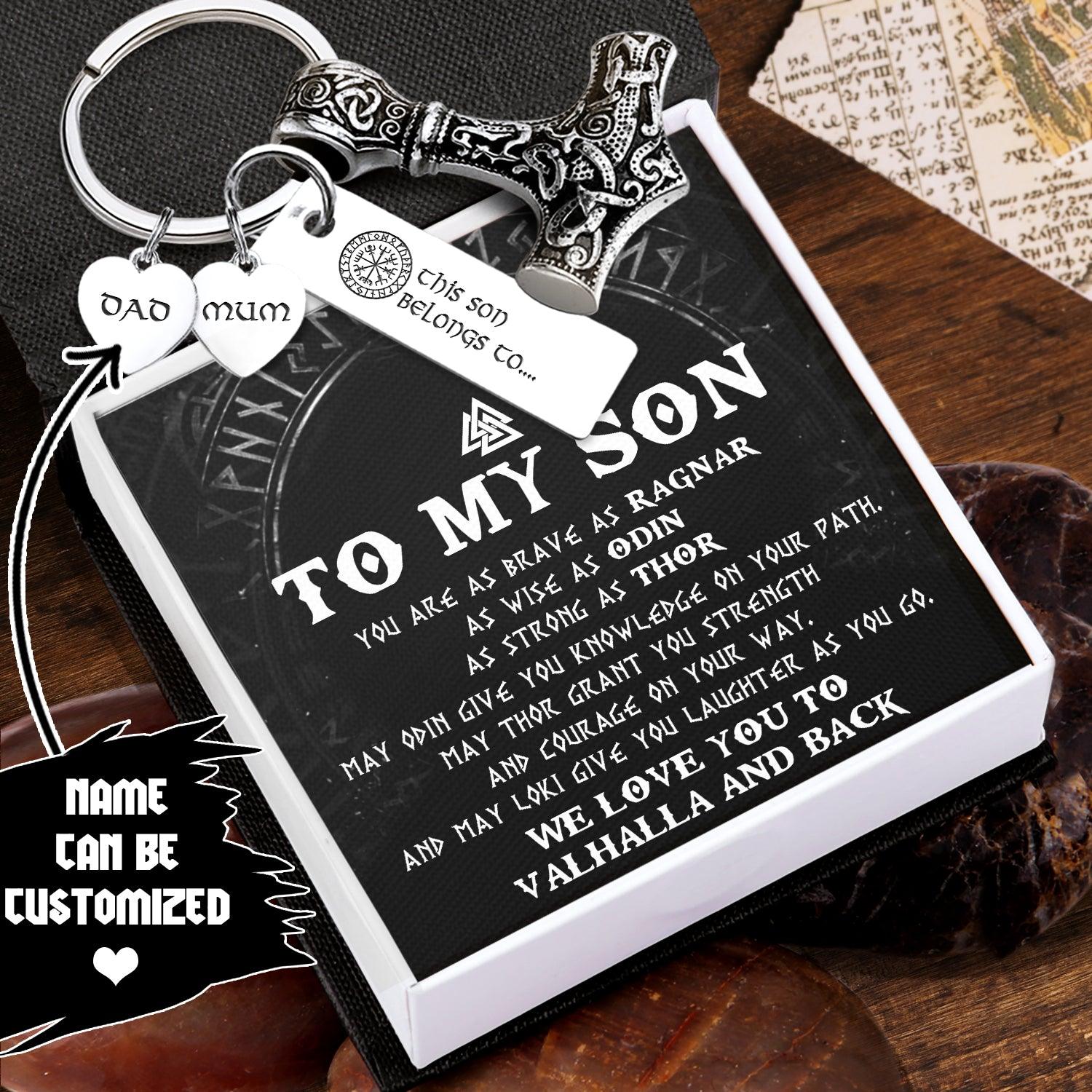 Personalized Viking Thor Keychain - Viking - To My Son - We Love You To Vahalla And Back - Augkbv16002 - Gifts Holder