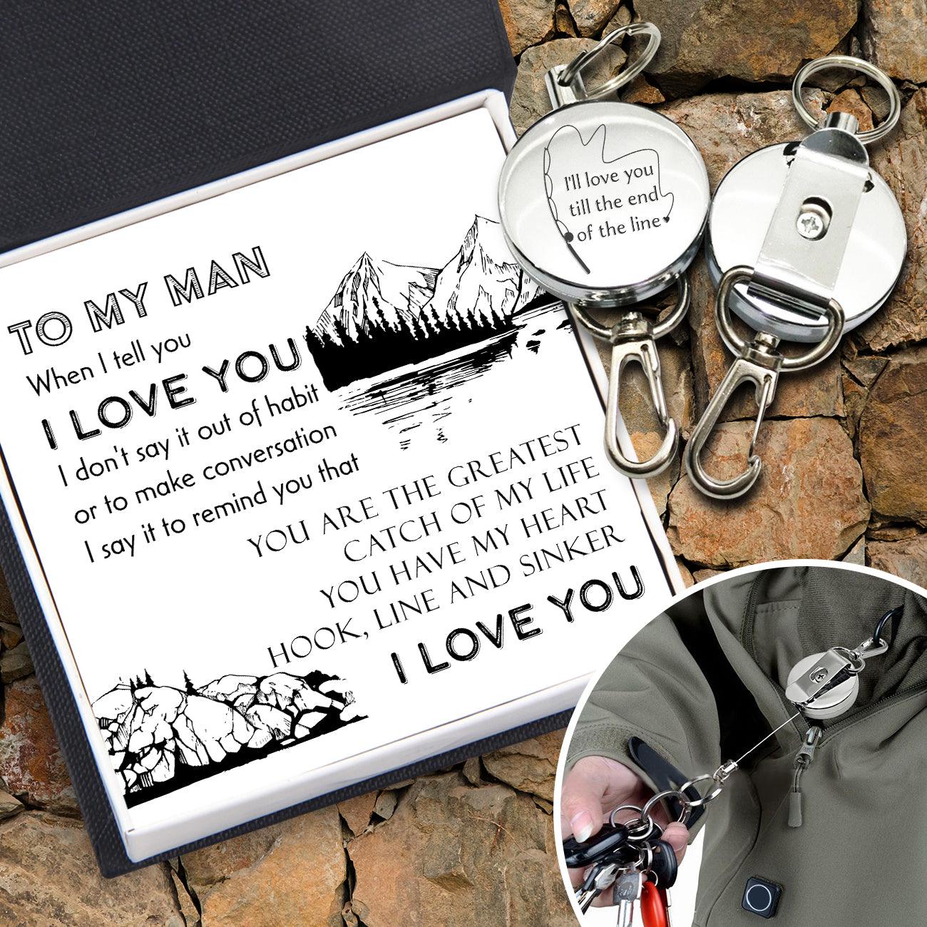 Retractable Pull Keychain - Fishing - To My Man - The Greatest Catch - Augkze26002 - Gifts Holder