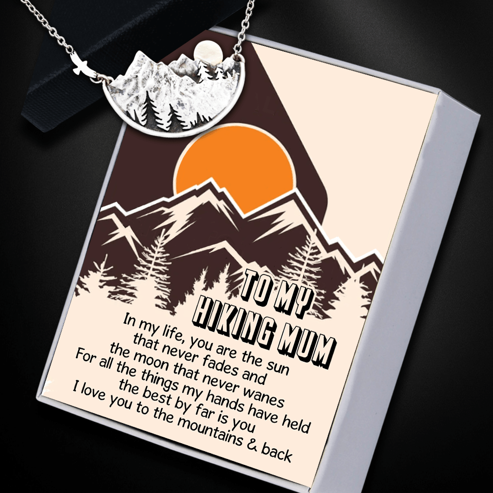Retro Mountain Necklace - Hiking - To My Mum - I Love You To The Mountains & Back - Augnnh19001 - Gifts Holder