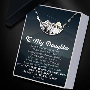 Retro Mountain Necklace - Travel - To My Daughter - Trust Yourself, Know Your Worth - Augnnh17002 - Gifts Holder