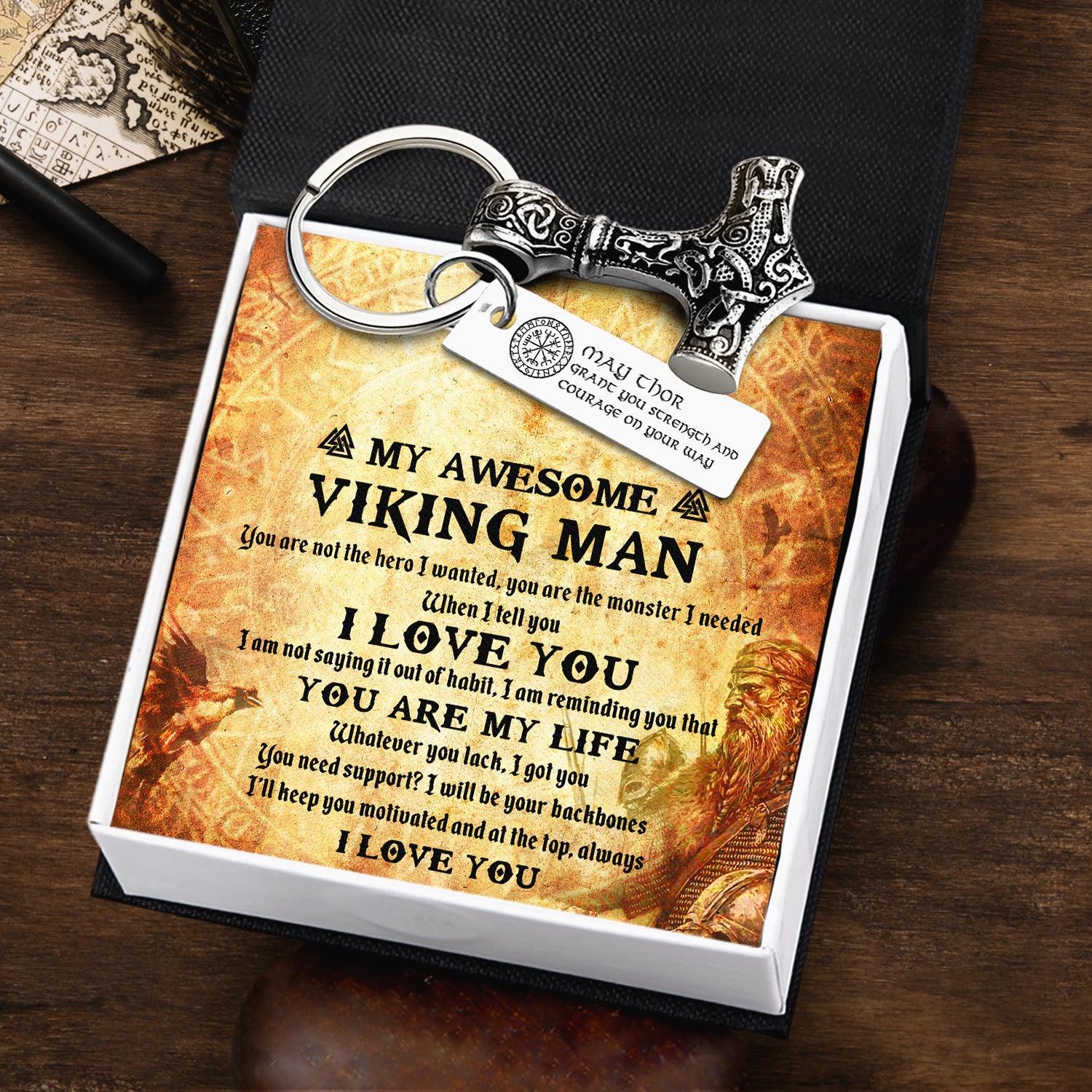 Viking Thor Keychain - My Awesome Viking Man - You Are the Monster I Needed - Augkbv26001 - Gifts Holder