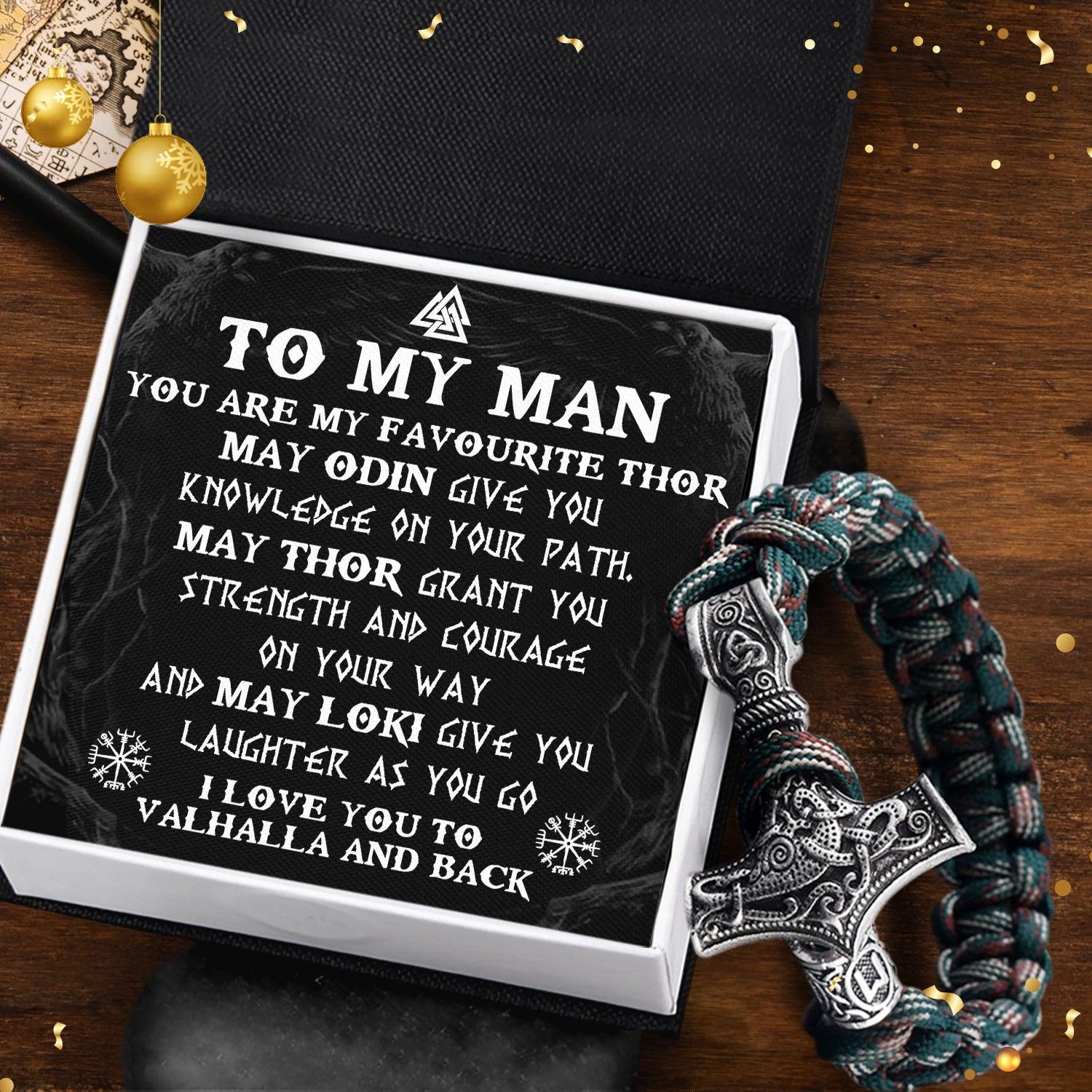 Viking Thor's Hammer Bracelet - Viking - To My Man - I Love You To Valhalla And Back - Augbo26001 - Gifts Holder