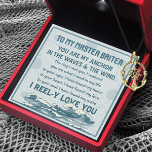 Vintage Anchor Compass Necklace - Fishing - To My Master Baiter - I Reel-y Love You - Augnfx26005 - Gifts Holder