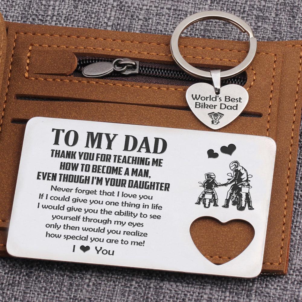 Wallet Card Insert And Heart Keychain Set - Biker - To My Dad - How Special You Are To Me - Augcb18002 - Gifts Holder