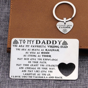 Wallet Card Insert And Heart Keychain Set - Viking - To My Dad - I Love You To Valhalla & Back - Augcb18010 - Gifts Holder