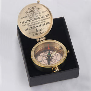 Engraved Compass - To My Grandson - I Pray You'll Always Be Safe - Love, Grandpa - Augpb22005 - Gifts Holder