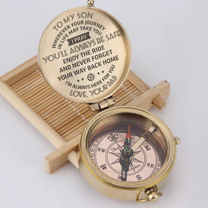 Engraved Compass - To My Son, I Pray You'll Always Be Safe - Love, Your Dad - Augpb16027 - Gifts Holder