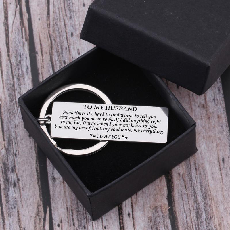 Engraved Keychain - To My Husband - Hard To Find Words To Tell You - Augkc14006 - Gifts Holder