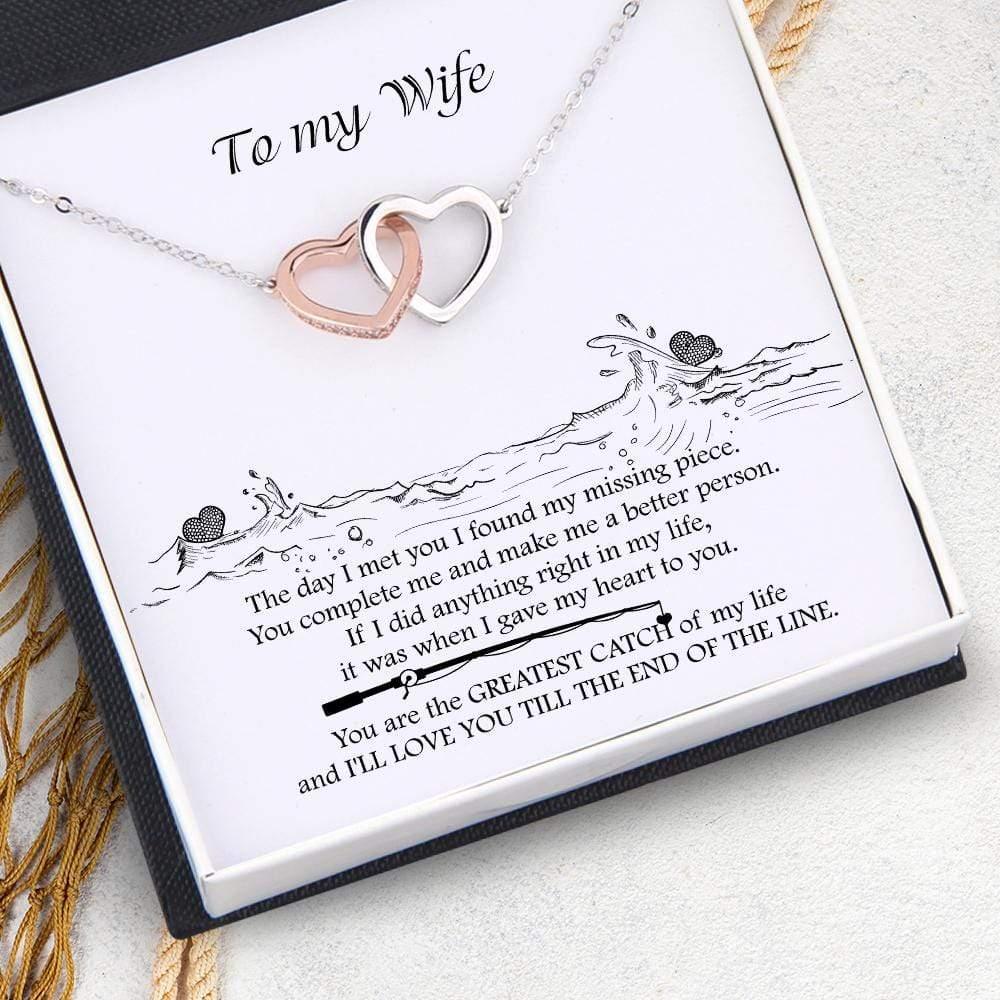 Interlocked Heart Necklace - To My Wife - You Are The Greatest Catch Of My Life - Augnp15005 - Gifts Holder