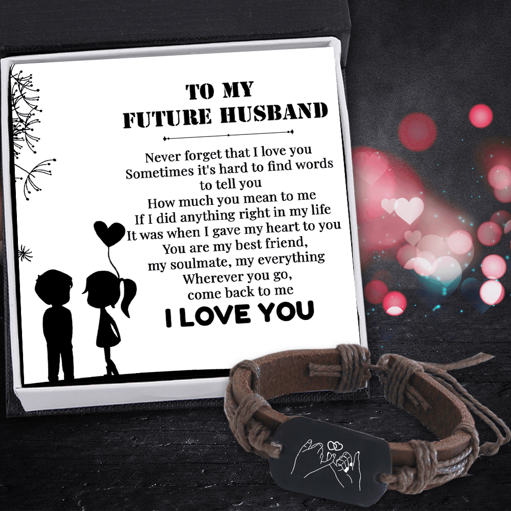 Leather Cord Bracelet - To My Future Husband - Never Forget That I Love You - Augbr24001 - Gifts Holder