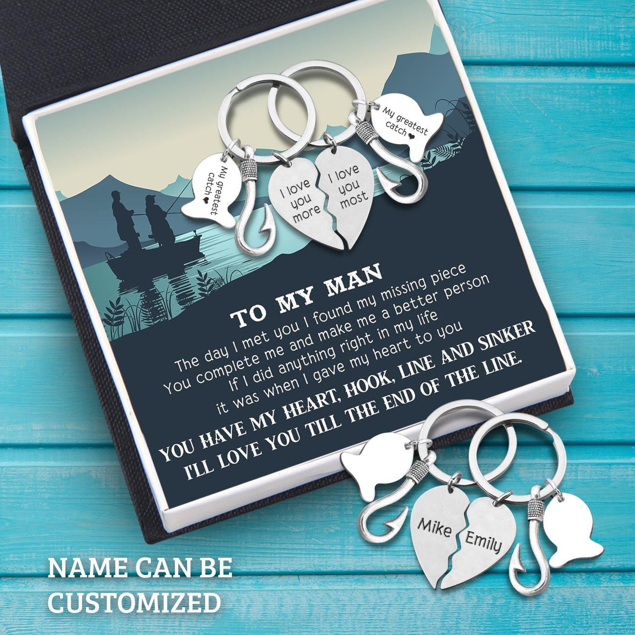 Personalized Fishing Heart Puzzle Keychains - To My Man - The Day I Met You I Found My Missing Piece - Augkbn26007 - Gifts Holder