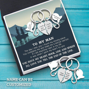 Personalized Fishing Heart Puzzle Keychains - To My Man - The Day I Met You I Found My Missing Piece - Augkbn26007 - Gifts Holder