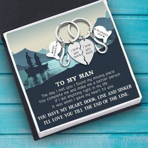 Personalized Fishing Heart Puzzle Keychains - To My Man - The Day I Met You I Found My Missing Piece - Augkbn26007 - Gifts Holder